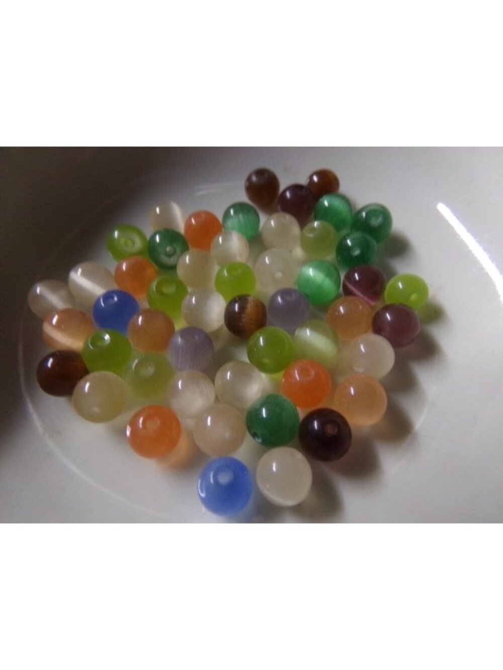 Mixed Color Cat Eye Glass Beads 6mm